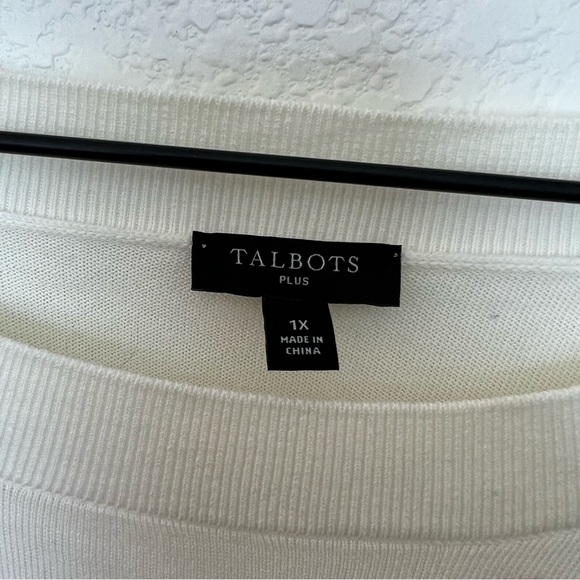 Talbots Cream Floral Print Knit Blouse- size 1X - Picture 5 of 11